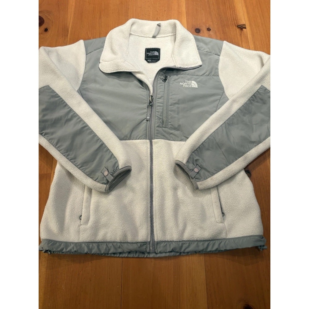 The North Face Denali Women's Large Cream Gray Fleece Jacket Polartec Full Zip